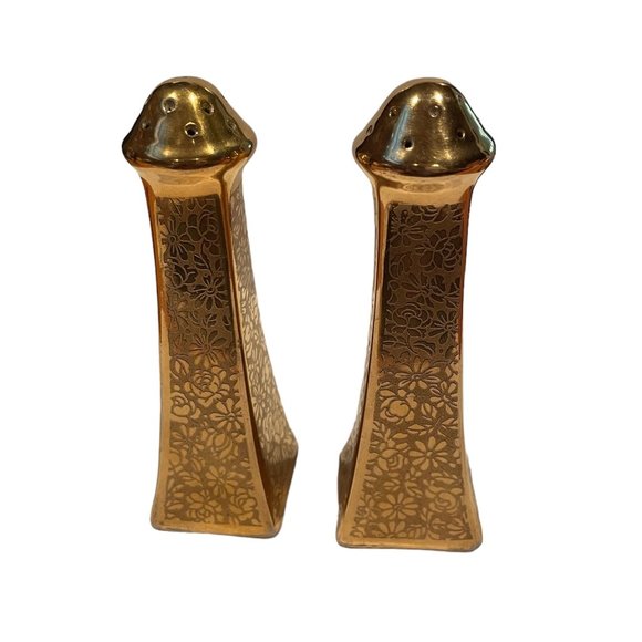 Stouffer Germany Gold Rose, Daisy Salt and Pepper Shakers - Picture 1 of 3